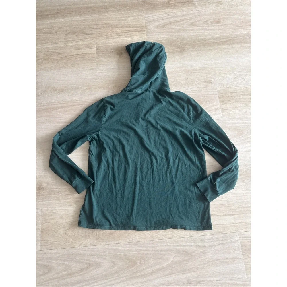 Polo Ralph Lauren Hoodie Shirt Mens XL Green Long Sleeve Cotton Tee ( Fits L)